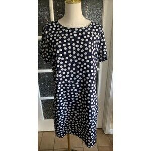 J Crew Dress Navy Polka Dot Sz 10 Sheath Lined Retro